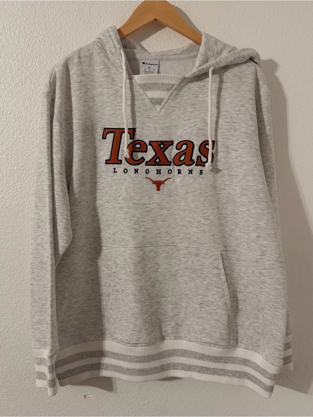 Champion Gray Texas Longhorns Hooded Sweatshirt with Orange Logo Size XL